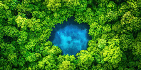Poster - A blue pond surrounded by trees