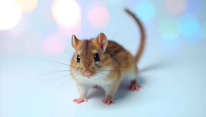 Candid image of small rodent with soft fur texture and bright eyes