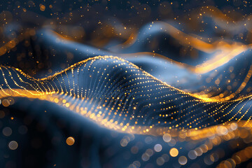 Poster - A wave of light and color is shown in the image, with a blue and orange hue