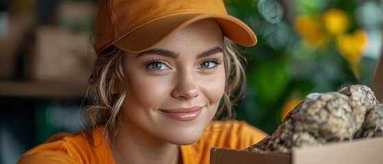 Wall Mural -  A tight shot of an individual donning a hat, cradling a bird-filled box, and a tree looming behind