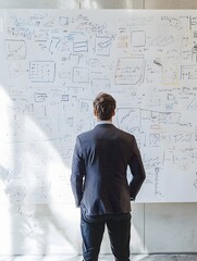 Poster - business leader analyzing strategies on whiteboard symbolizing intellectual leadership and analytics