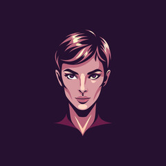 Wall Mural - A flat icon of woman with short haircut