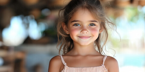 Portrait of a beautiful little girl looking at the camera