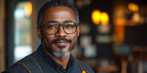 Wall Mural - Portrait of an attractive dark-skinned man wearing glasses