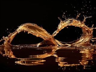 Poster - Golden Liquid Splash Forming an Infinity Symbol