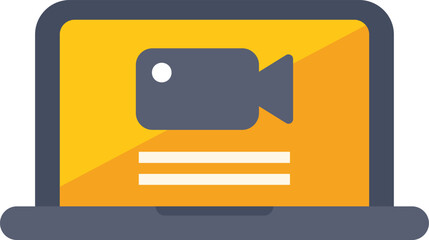 Poster - laptop displaying video camera icon for video call interface, representing online communication and 