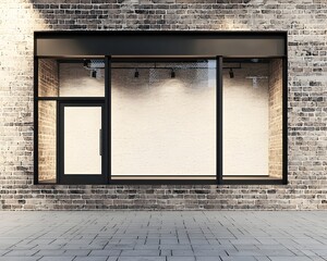 Poster - Brick and Mortar Shopfront with Large Window Display for Retail Mock Up Concept