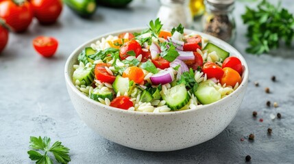 Fresh Colorful Salad in Bowl with Ingredients