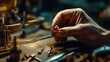 © Denis Bayrak - Master Craftsman at Work: Precision and Passion in Jewelry Making with Gemstones and Fine Tools on a Well-Worn Workbench