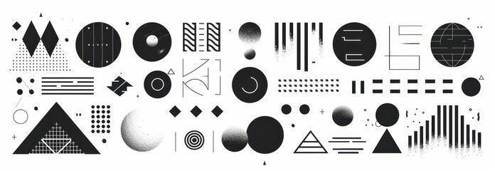 Poster - Abstract Geometric Shapes in Black and White