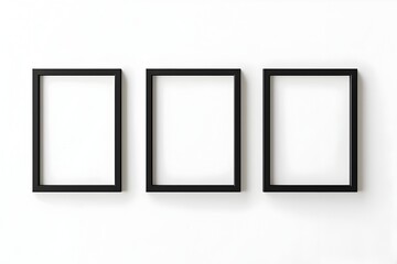 Poster - Minimalist Set of Rectangular Line Frames for Sleek  Modern Designs on White Background with Clean Lines and Copy Space