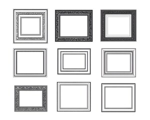 Poster - Elegant Classic Collection of Minimalist Square Line Frames for Photo or Artwork Display with Clean Modern Aesthetic