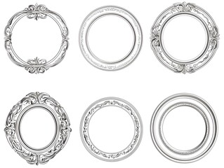 Poster - A Set of Elegant Circular Line Frames with Ornate Inner Detailing on White Background