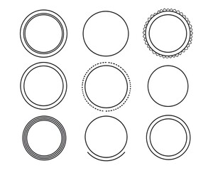 Poster - Elegant Collection of Minimalist Line Circular Frames for Stylish Logos and Seals on Clean White Background
