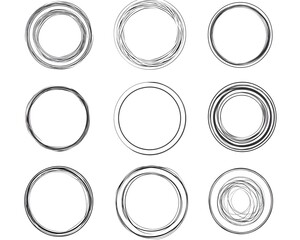 Poster - Minimalist Collection of Stylish Circular Line Frames on White Background