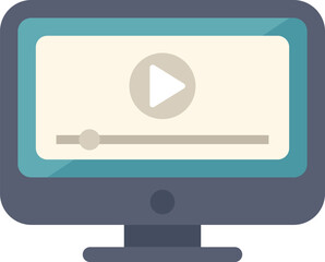 Fototapete - Desktop computer screen displaying a video player with a play button, timeline, and volume control