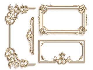 Poster - A set of elegant  scrollwork inspired line frames with intricate corner patterns  perfect for adding a luxurious touch to any project