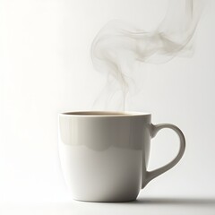 Canvas Print - Steaming Cup of Coffee on White Background Representing Warmth and Comfort