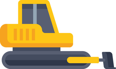 Poster - Simple colorful icon of an excavator digging and moving earth at a construction site