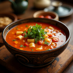 vegetable soup in a bowl