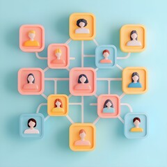 Poster - Social Media Network   Connecting People   Online Community Concept  Colorful 3D Icons   Social Network Illustration