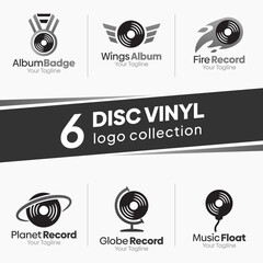 Vinyl Disc Shape Logo Template Set. Good for Business, Agency, Community and Organization