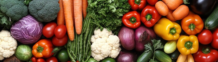 colorful assortment of fresh vegetables and herbs.