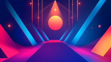 Poster - Abstract Geometric Background with Neon Lights and Gradient Colors