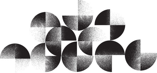 Fototapete - Grainy geometric circle art composition .Graffiti art design . Noise textured quarter circles. Grainy effect .Geometric logo .Art design forms.Distressed element .Rough circles and semicircles .Vector