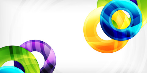 Poster - Bright colorful circles with light effects. Abstract background