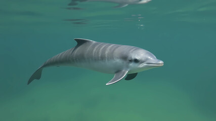 a real tiny gray porpoise, endangered species, cetacean or vaquita marina, flat nose