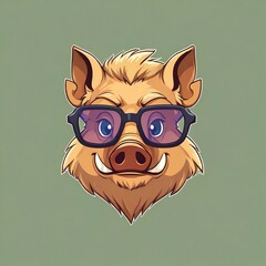 Canvas Print - Cool Boar Cartoon Character