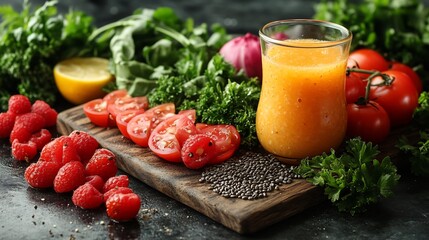 Poster - Detailed scene of a detox meal with a focus on highfiber foods and a clean background