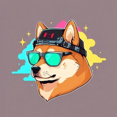 Canvas Print - Cool Shiba Inu wearing sunglasses