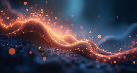 Wall Mural - a vibrant abstract background featuring swirling, glowing lines and particles in shades of orange an