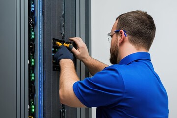 Technician Working on Cloud Server Maintenance