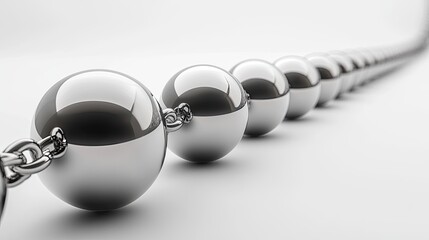Poster - Metallic Spheres in a Line with Reflective Surface