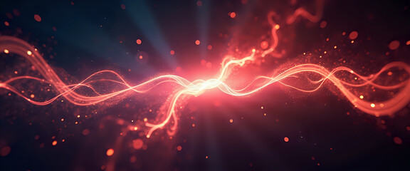 Abstract red energy waves on a dark background