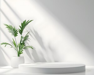 Wall Mural - Bright Clean White Backdrop with Subtle Shadow for Vibrant Product Display and Presentation