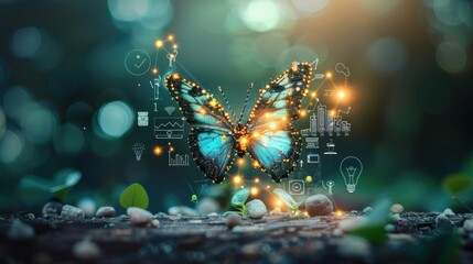 Butterfly of Business Transformation: Symbolic Corporate Success Design for Posters and Prints