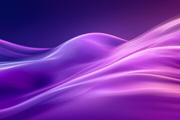 Poster - soft purple neon glow with abstract flowing waves for dreamy product presentation background