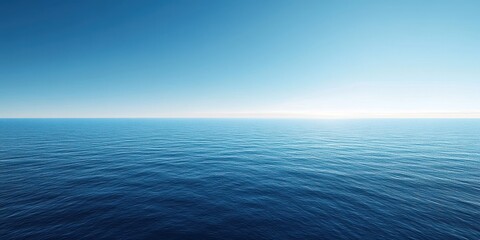 Wall Mural - serene ocean view with clear blue sky and gentle waves.