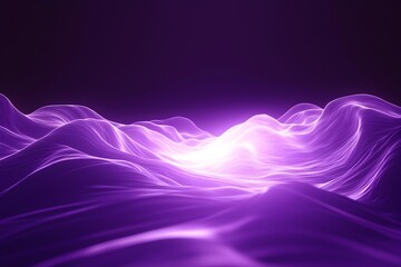 Poster - Soft Flowing Neon Waves in Dreamy Purple Glow for Product Presentation Background
