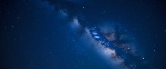 Night sky filled with the glowing Milky Way galaxy