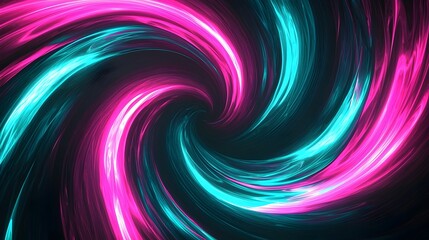 Poster - Neon Swirl Pattern on Black Background for Captivating Product Display Concept