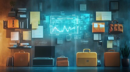 Poster - Business Briefcase Data Analysis Technology Concept