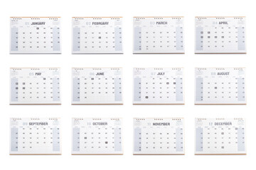 A 2025 desk calendar displaying all 12 months, set against a white background. The image symbolizes planning and organization for the year ahead, emphasizing time management and future goals