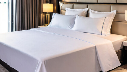 Luxurious Bedroom Comfortable King Size Bed premium cotton bed sheets Residential hotel Interior