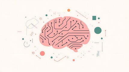 Poster - Brain with Circuit Board Pattern, Abstract Design