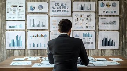 Poster - businessperson analyzing data charts and graphs in modern office